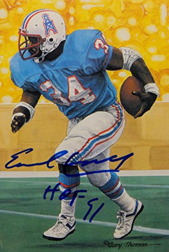 Earl Campbell Autographed Houston Oilers Goal Line Art Card W/HOF- JSA W Auth - Image 5