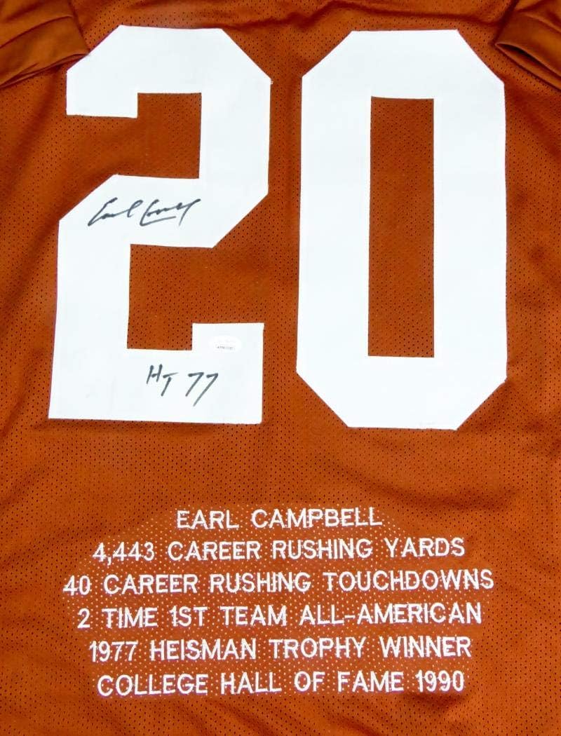 Earl Campbell Autographed Orange College Style Jersey STAT 4 w/HT- JSA W *Black - Image 3