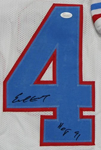 Earl Campbell Autographed White Pro Style Stat1 Jersey With HOF- JSA W Auth - Image 2