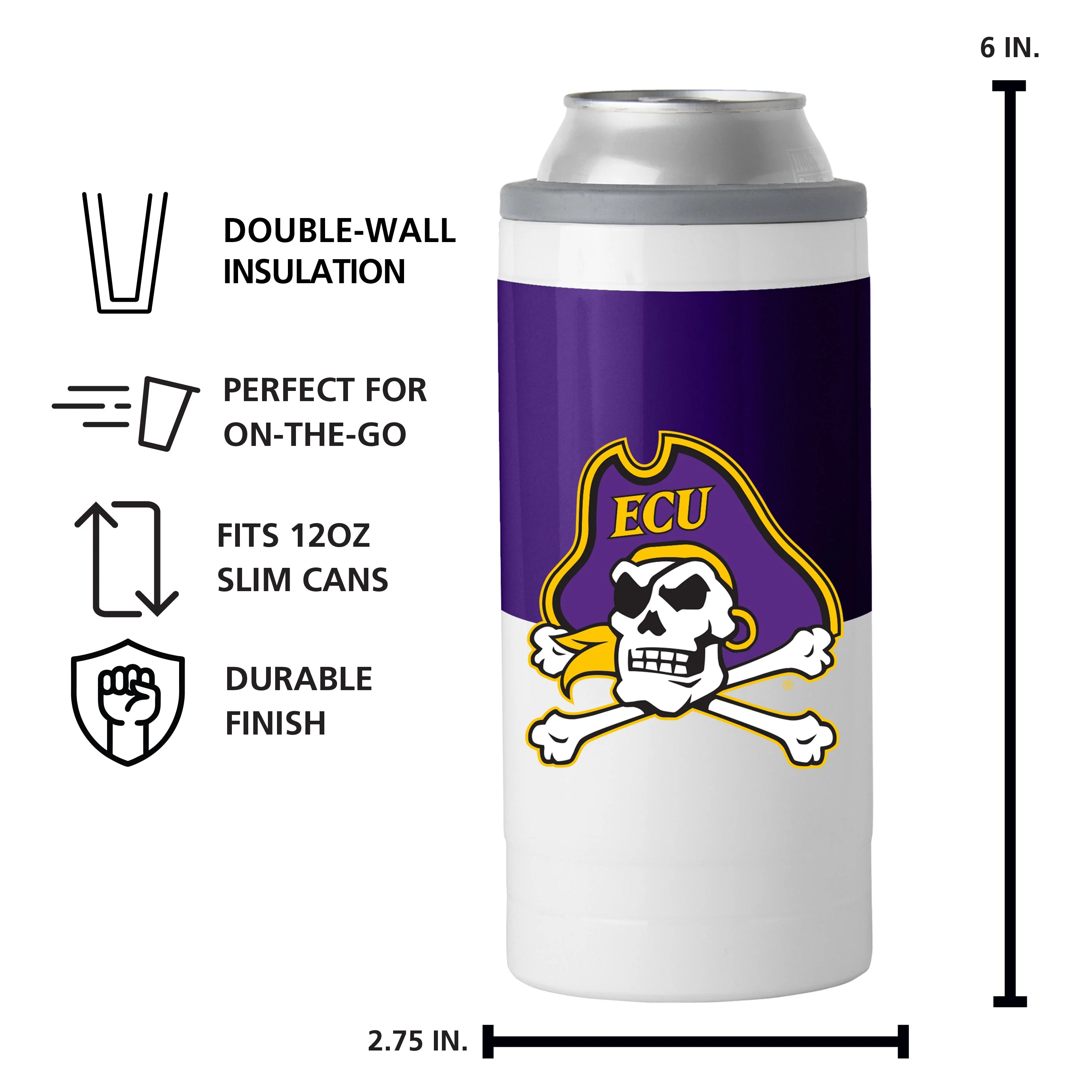 East Carolina Colorblock 12oz Slim Can Coolie
