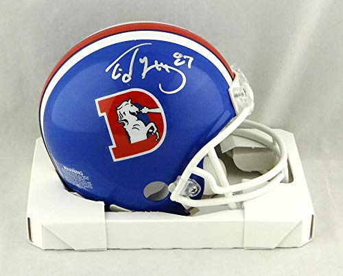 Ed McCaffrey Autographed Denver Broncos 75-96 TB Mini Helmet- JSA W Auth *Silver - Image 3