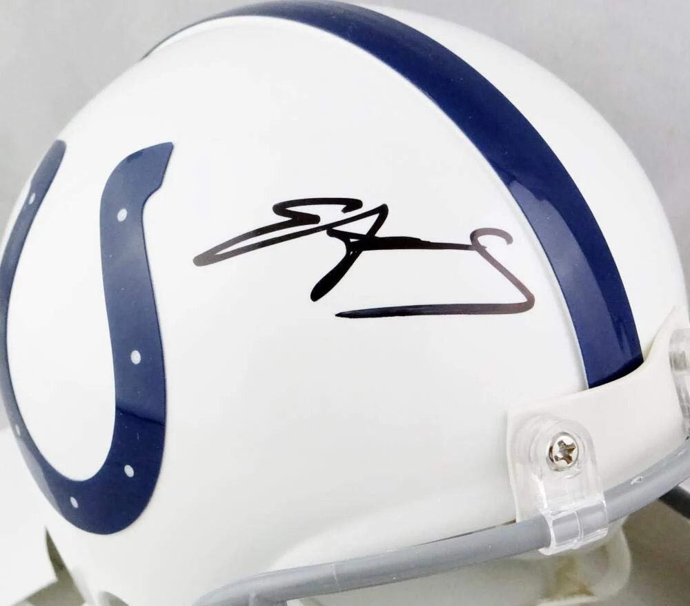 Edgerrin James Autographed Indianapolis Colts Mini Helmet - JSA W Auth *Black - Image 2