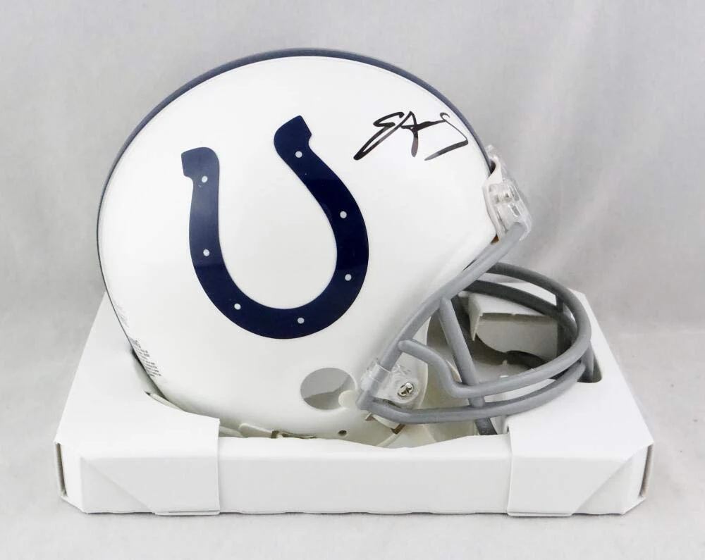 Edgerrin James Autographed Indianapolis Colts Mini Helmet - JSA W Auth *Black - Image 3