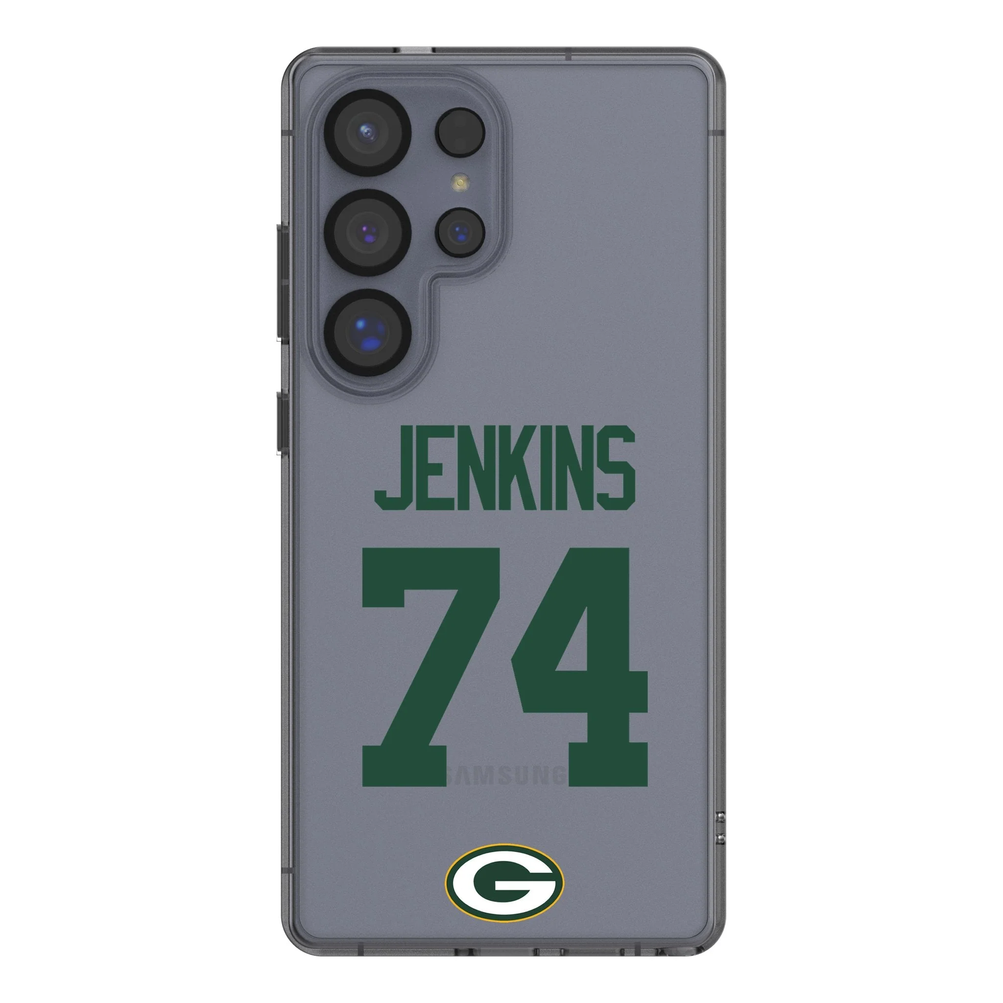 Elgton Jenkins Green Bay Packers 74 Game Tactic Clear Phone Case for Samsung Galaxy