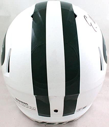 Elijah Moore Autographed New York Jets T/B F/S Speed Helmet-Beckett W Hologram Black - Image 3