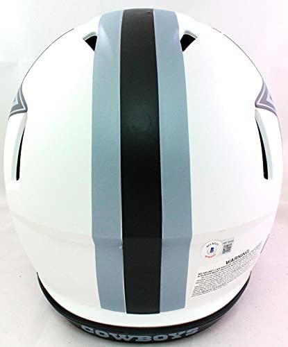 Emmitt Smith Autographed Cowboys FS Lunar Speed Authentic Helmet- Beckett WBlue - Image 3
