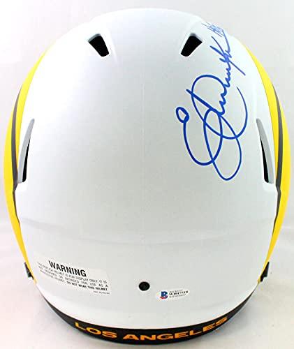 Eric Dickerson Autographed LA Rams F/S Lunar Speed Helmet w/HOF- Beckett WBlue - Image 3