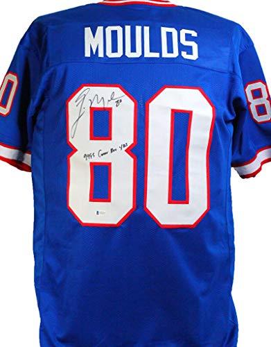 Eric Moulds Autographed Blue Pro Style Jersey W/Insc- Beckett W Black