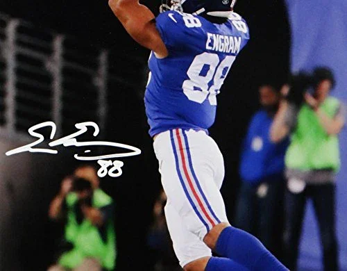 Evan Engram Autographed NY Giants 8x10 Jumping PF Photo- JSA W Auth White - Image 2