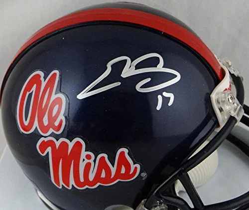 Evan Engram Autographed Ole Miss Navy Riddell Mini Helmet- JSA Auth Silver - Image 2