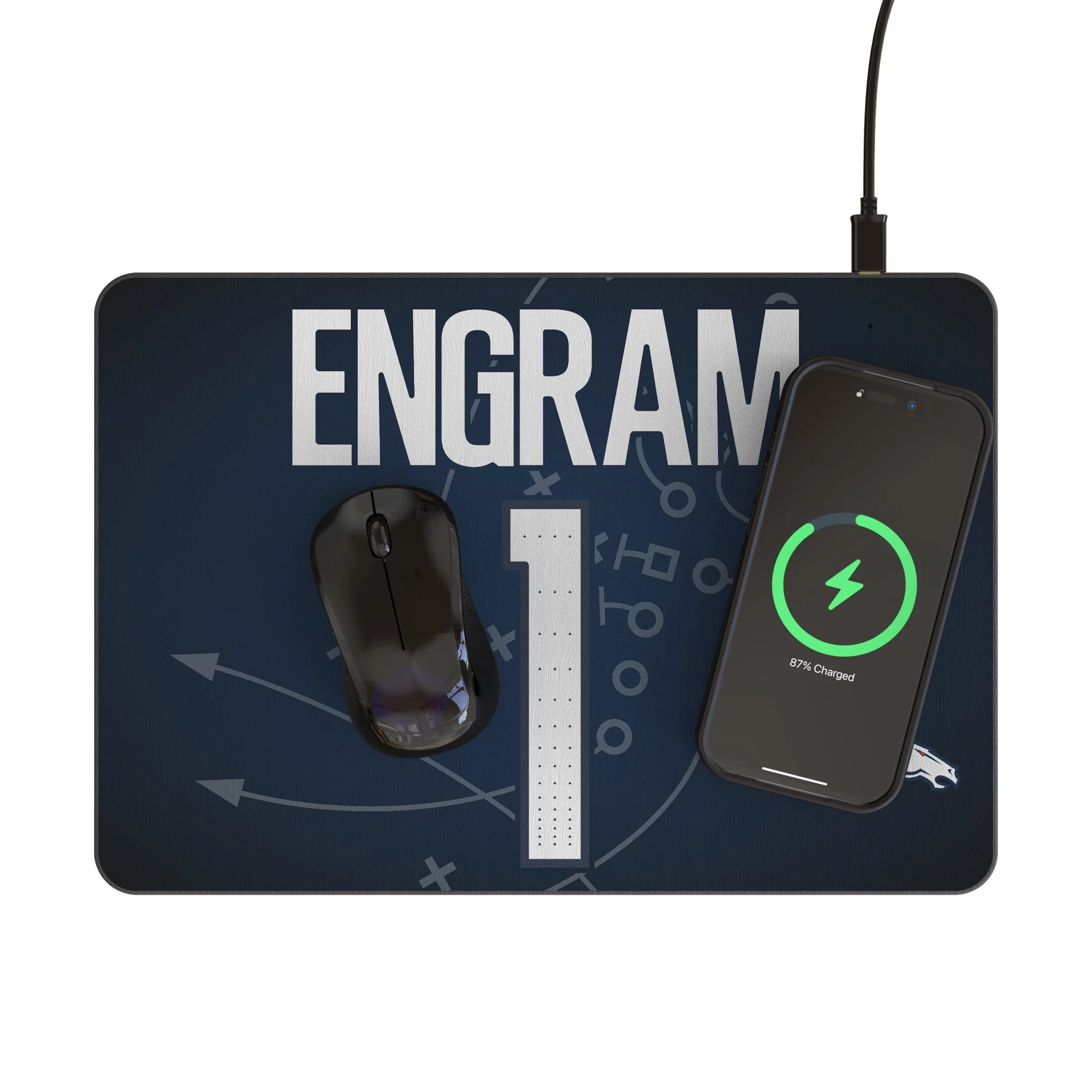 Evan Engram Denver Broncos 1 Game Tactic 15-Watt Wireless Charger and Mouse Pad - Image 2
