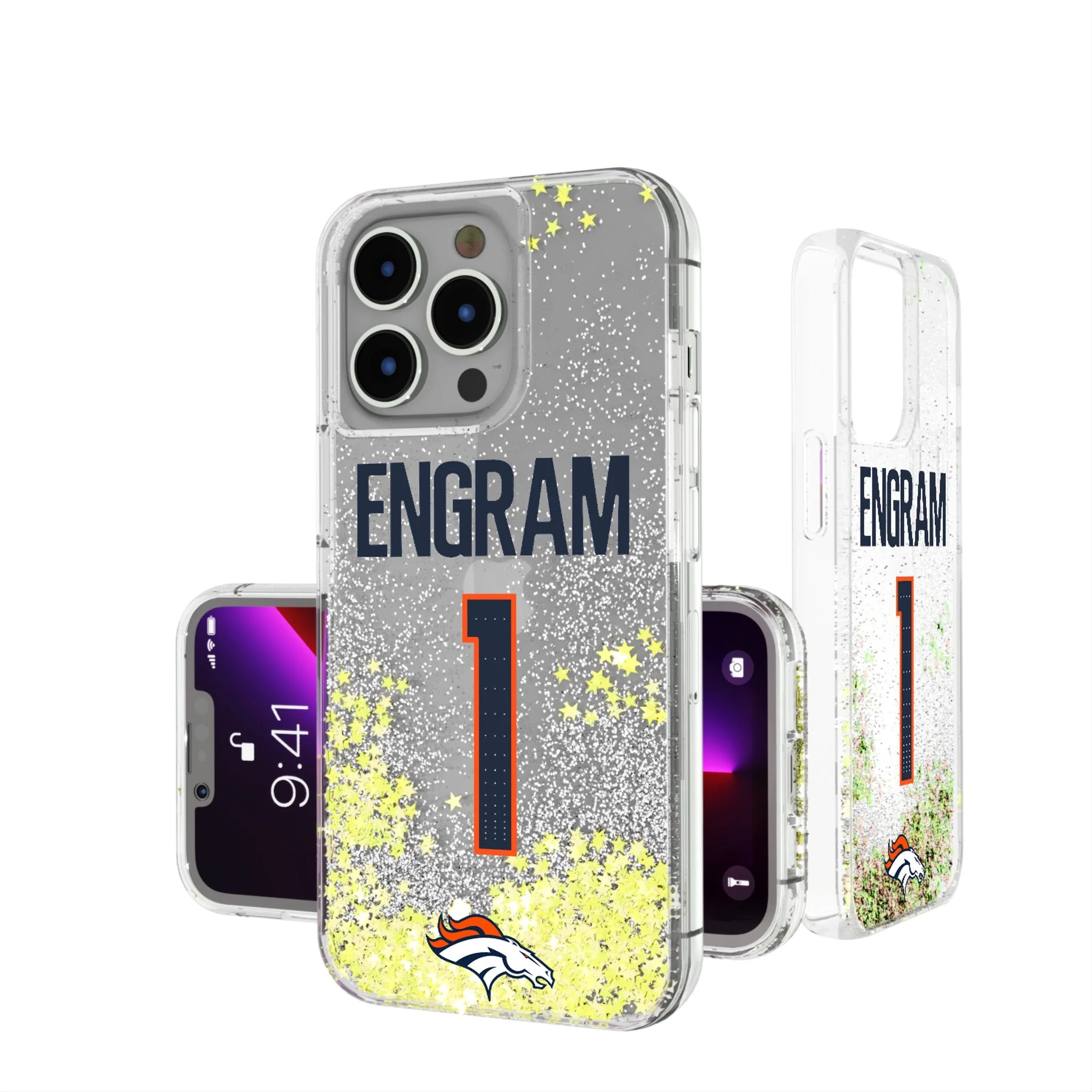 Evan Engram Denver Broncos 1 Game Tactic Glitter Phone Case for Apple iPhone