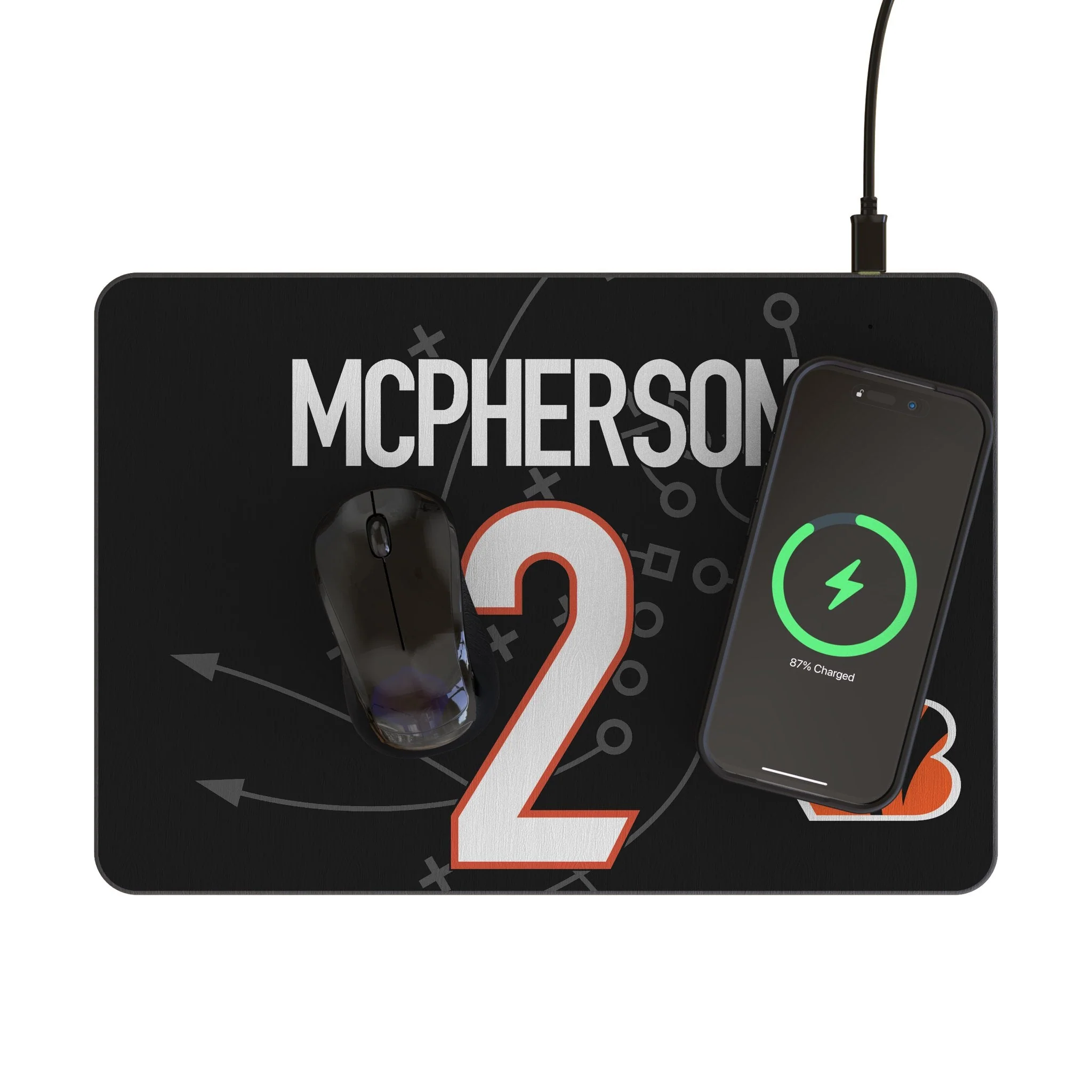 Evan McPherson Cincinnati Bengals 2 Game Tactic 15-Watt Wireless Charger and Mouse Pad - Image 2