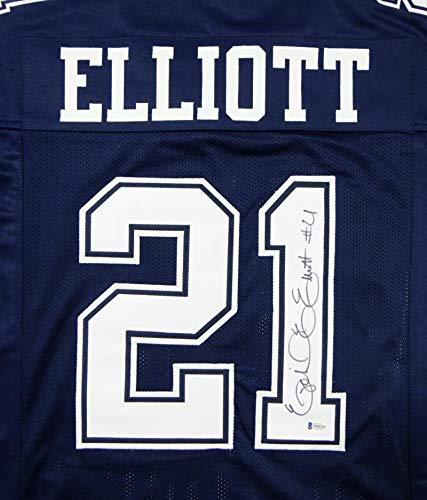 Ezekiel Elliott Autographed Blue Pro Style Jersey - Beckett Authenticated 1 - Image 3