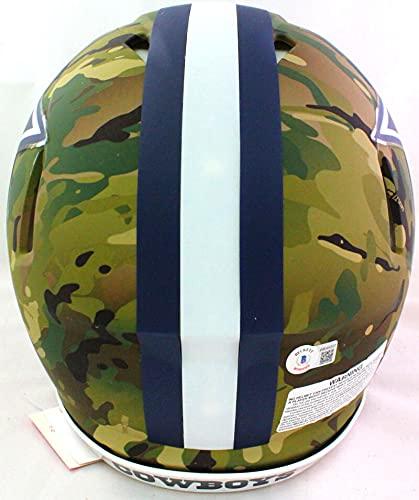 Ezekiel Elliott Autographed Cowboys Authentic Camo F/S Helmet- Beckett W White - Image 3