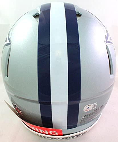 Ezekiel Elliott Autographed Cowboys Authentic Speed F/S Helmet- Beckett W Black - Image 3