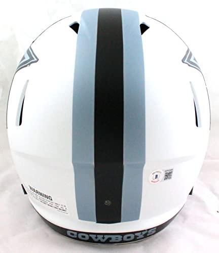 Ezekiel Elliott Autographed Cowboys Lunar F/S Speed Helmet- Beckett W Hologram Blue - Image 3