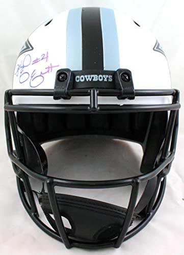 Ezekiel Elliott Autographed Cowboys Lunar F/S Speed Helmet- Beckett W Hologram Blue - Image 4