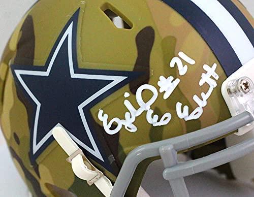 Ezekiel Elliott Autographed Dallas Cowboys Camo Mini Helmet- Beckett W White - Image 3