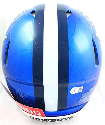 Ezekiel Elliott Autographed Dallas Cowboys F/S Flash Speed Authentic Helmet-Beckett W Hologram White - Image 3