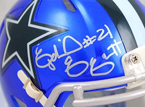 Ezekiel Elliott Autographed Dallas Cowboys Flash Speed Mini Helmet-Beckett W Hologram Silver - Image 3