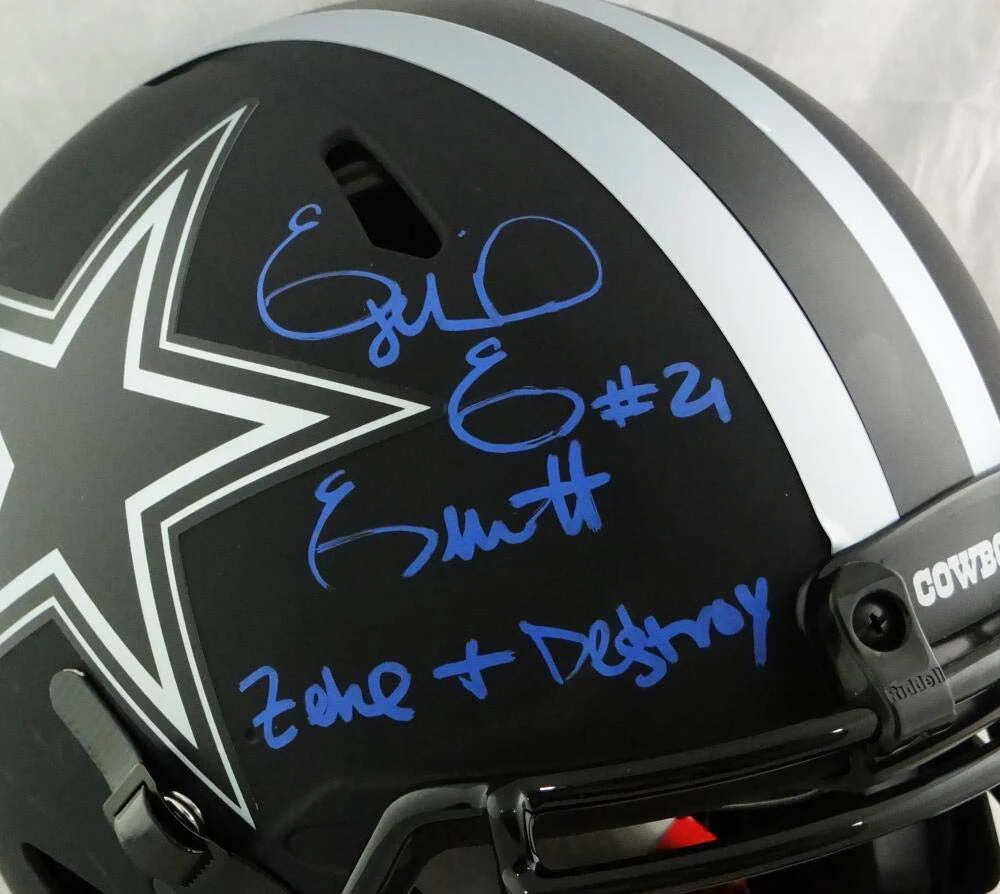 Ezekiel Elliott Signed Cowboys F/S Eclipse Authentic Helmet w/Insc- Beckett W - Image 2