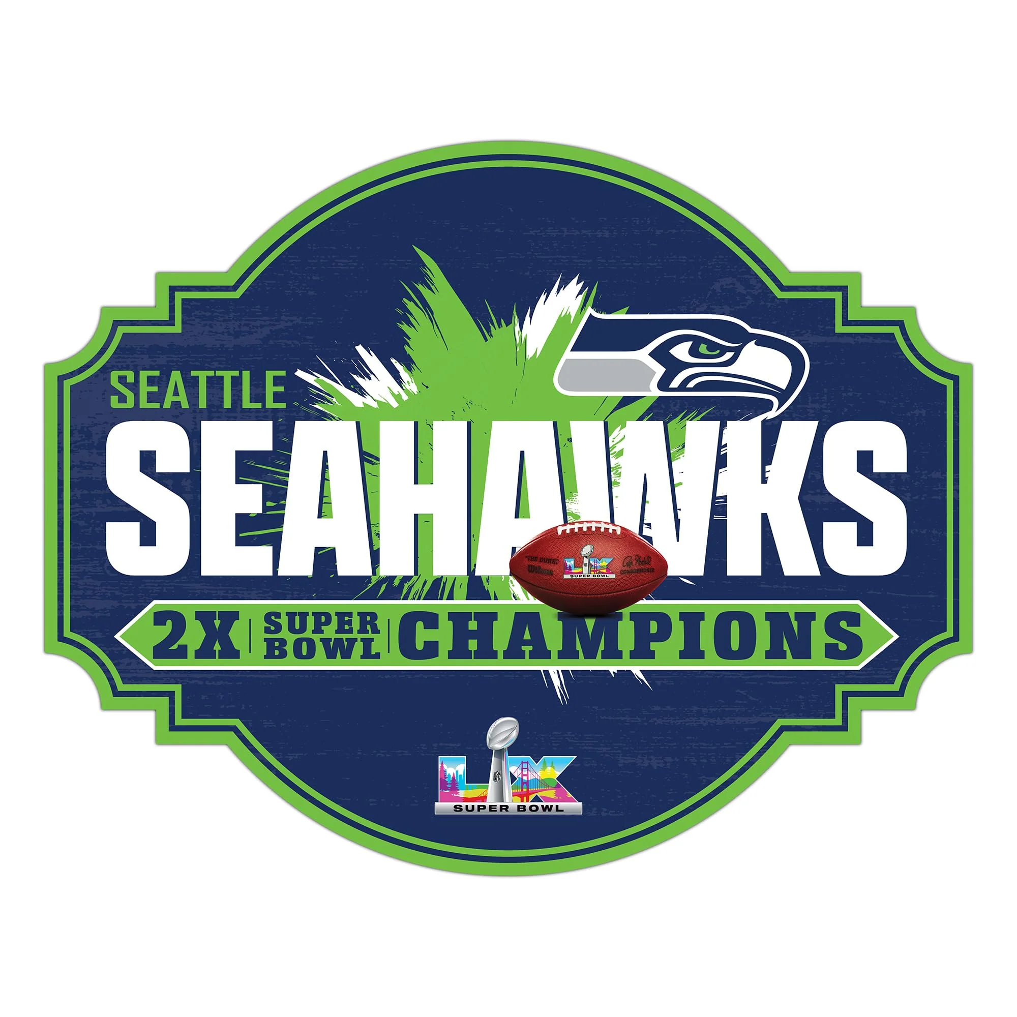 Fan Creations Seattle Seahawks Two-Time Super Bowl Champions 24" Wall Tavern Sign