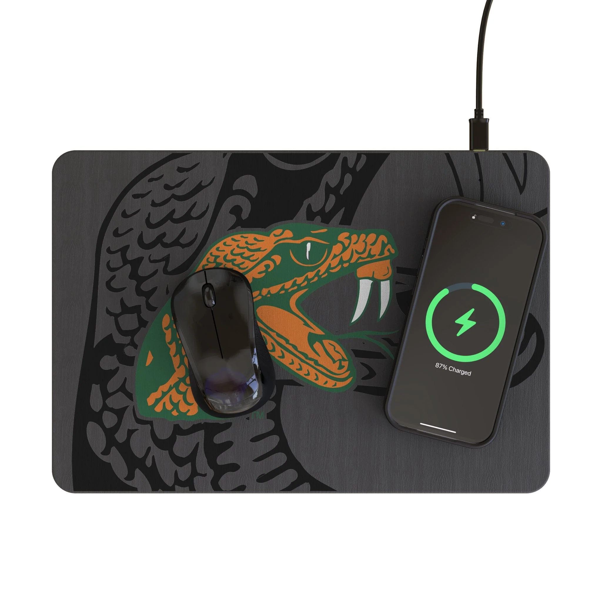 Florida A&M University Rattlers Monocolor Tilt 15-Watt Wireless Charger and Mouse Pad - Image 2