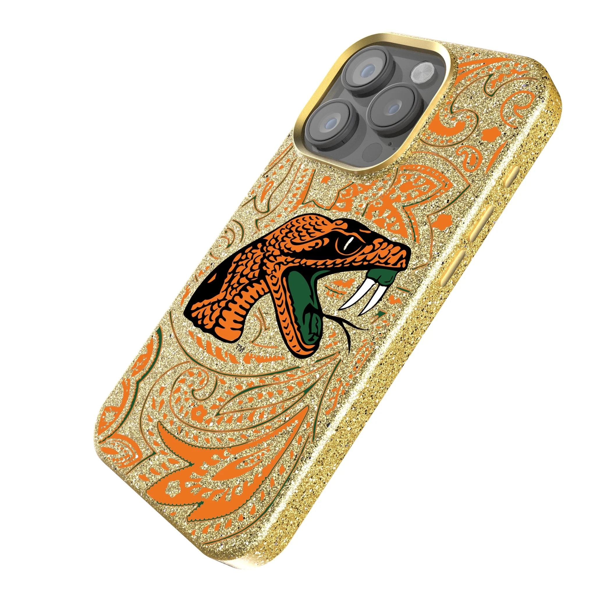 Florida A&M University Rattlers Paisley Bling Phone Case - Image 2
