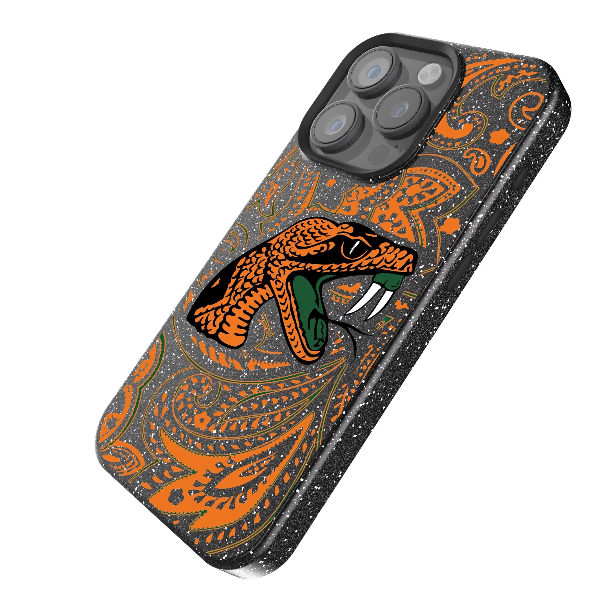 Florida A&M University Rattlers Paisley Bling Phone Case - Image 2
