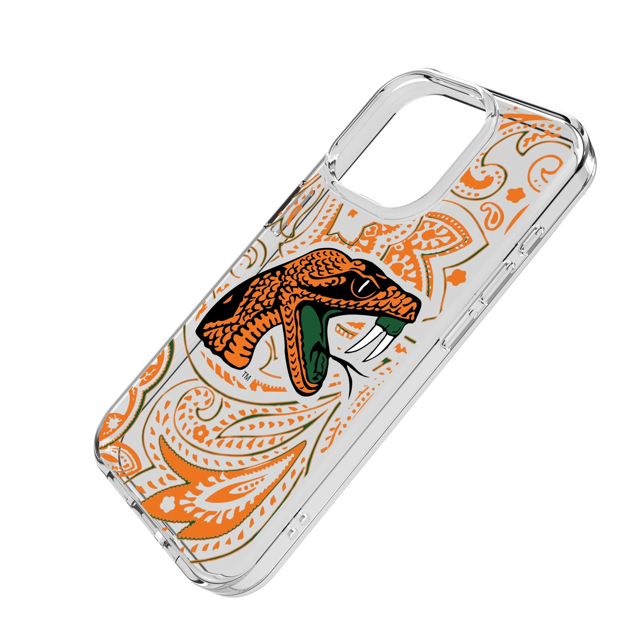 Florida A&M University Rattlers Paisley Clear Phone Case for Apple iPhone - Image 2