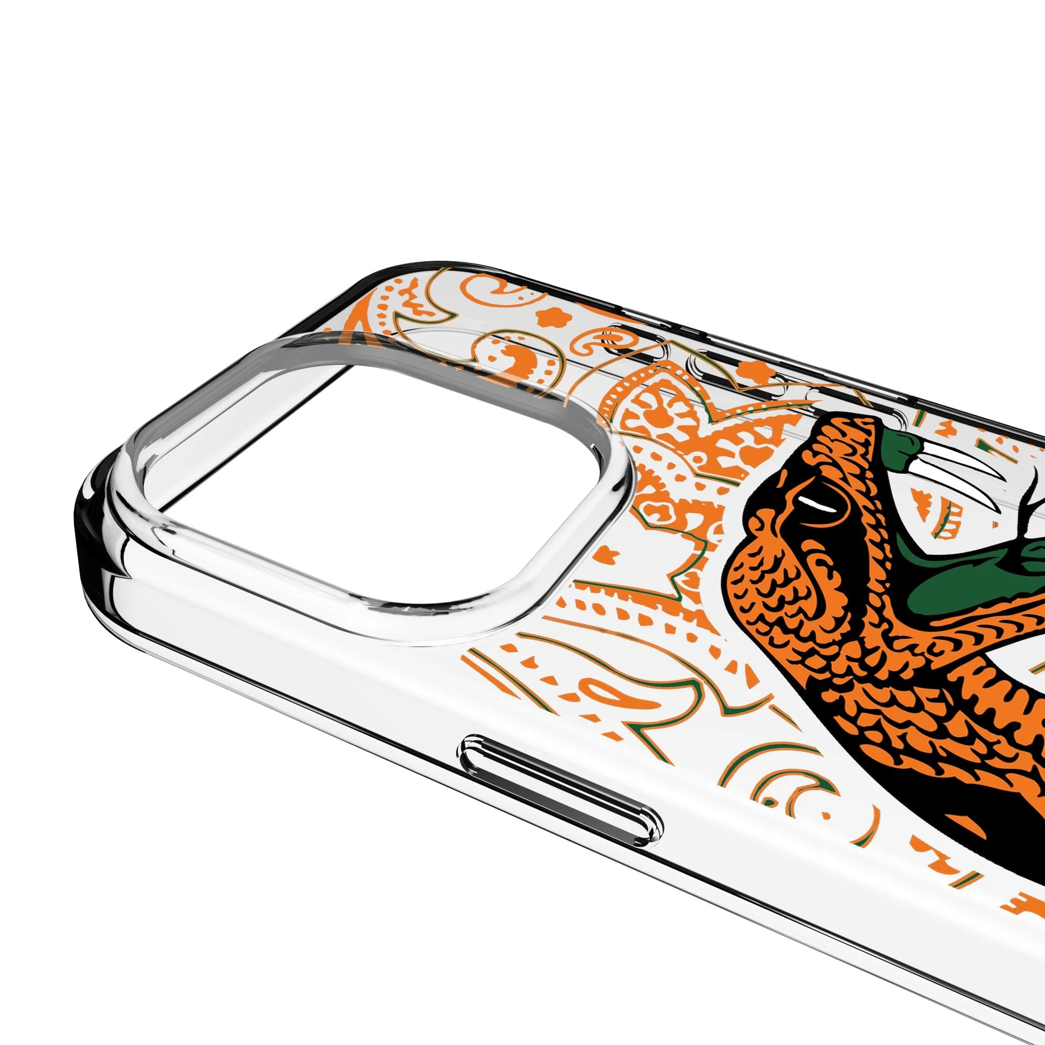 Florida A&M University Rattlers Paisley Clear Phone Case for Apple iPhone - Image 3