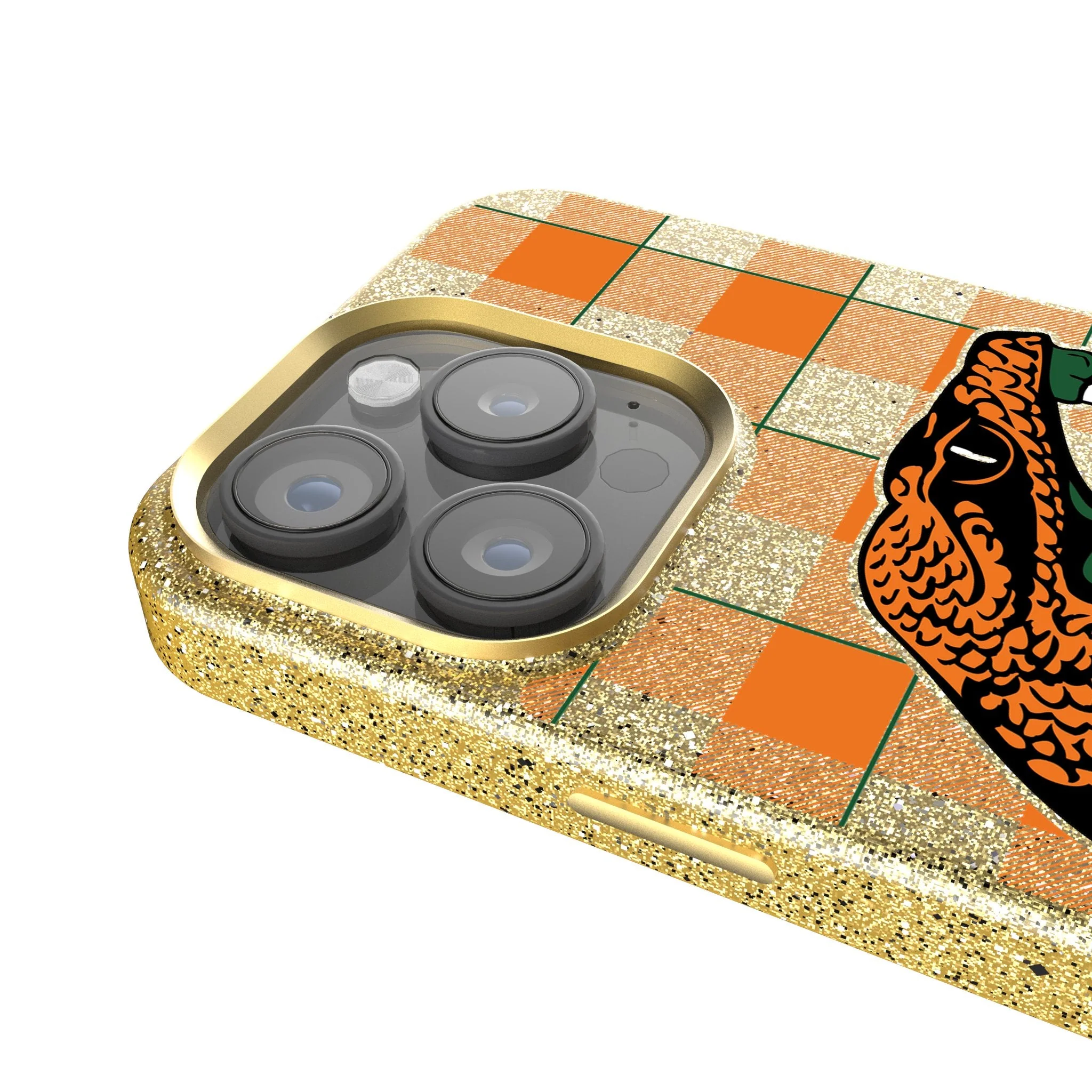 Florida A&M University Rattlers Plaid Bling Phone Case - Image 4