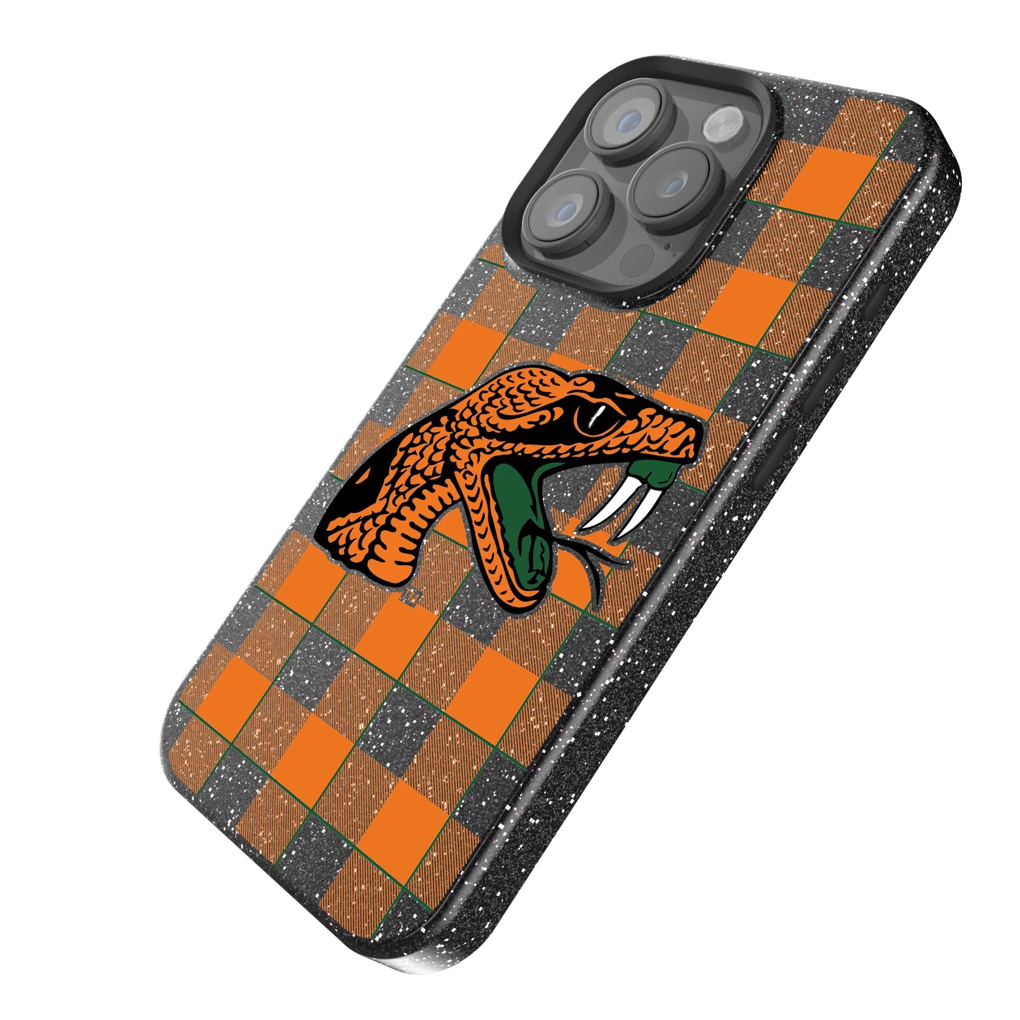Florida A&M University Rattlers Plaid Bling Phone Case - Image 2