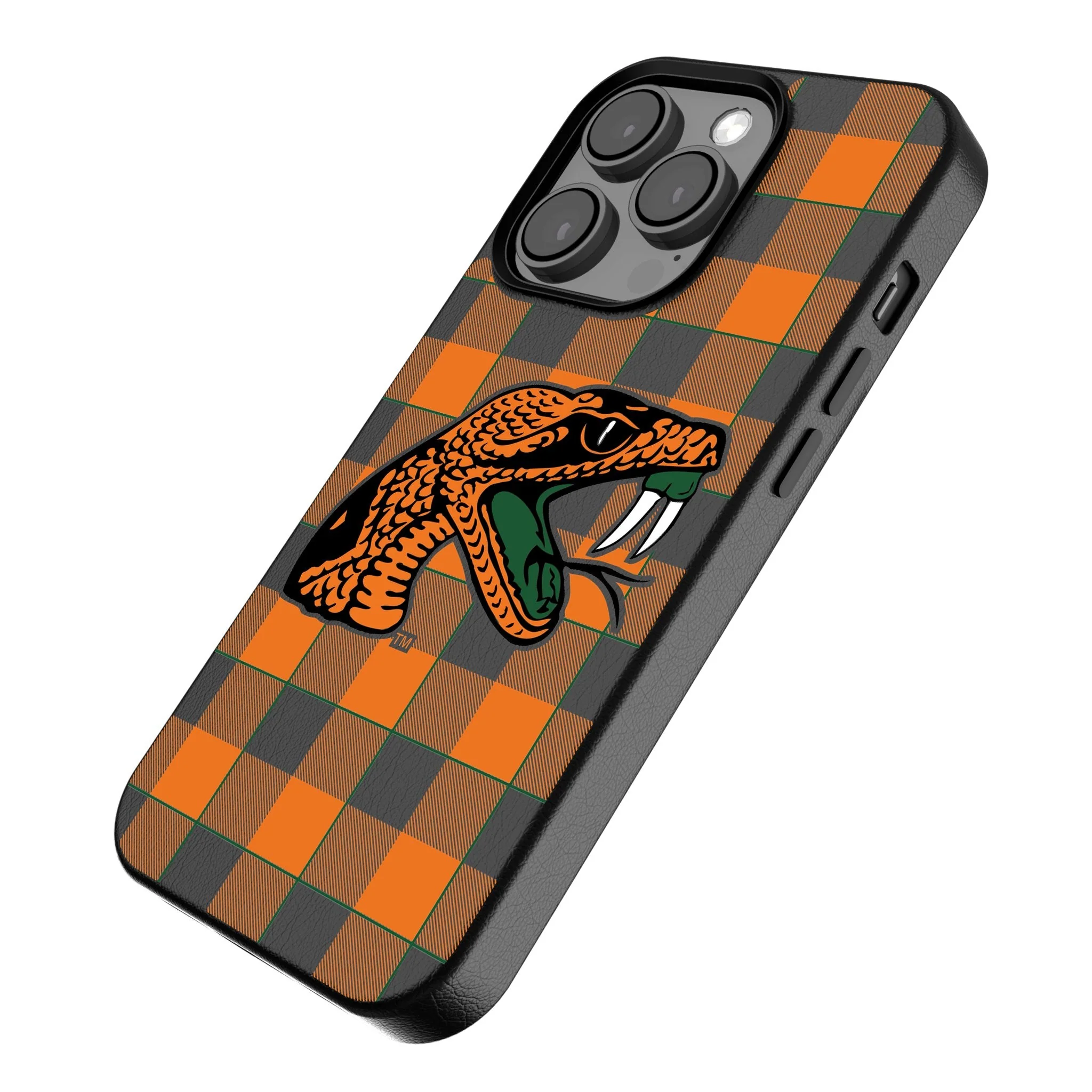 Florida A&M University Rattlers Plaid MagSafe Compatible Phone Case for Apple iPhone - Image 2