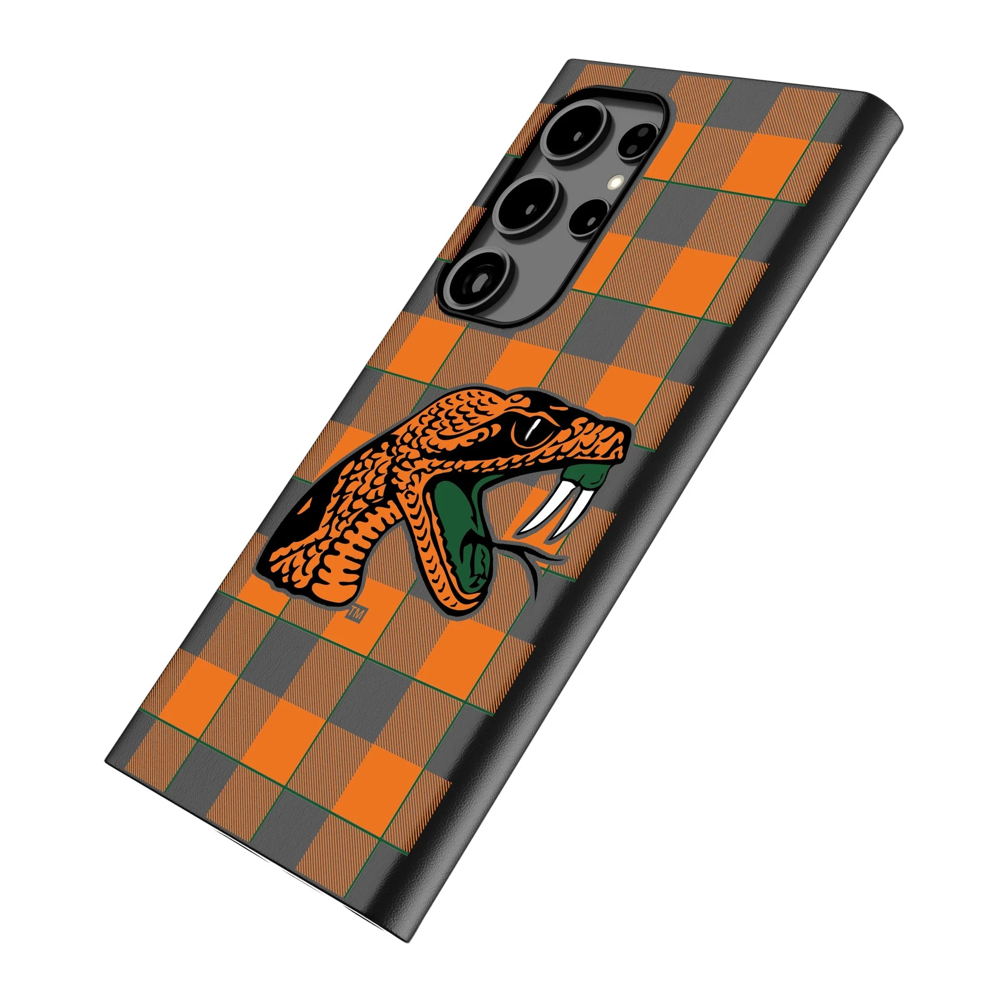 Florida A&M University Rattlers Plaid MagSafe Compatible Phone Case for Samsung Galaxy - Image 2