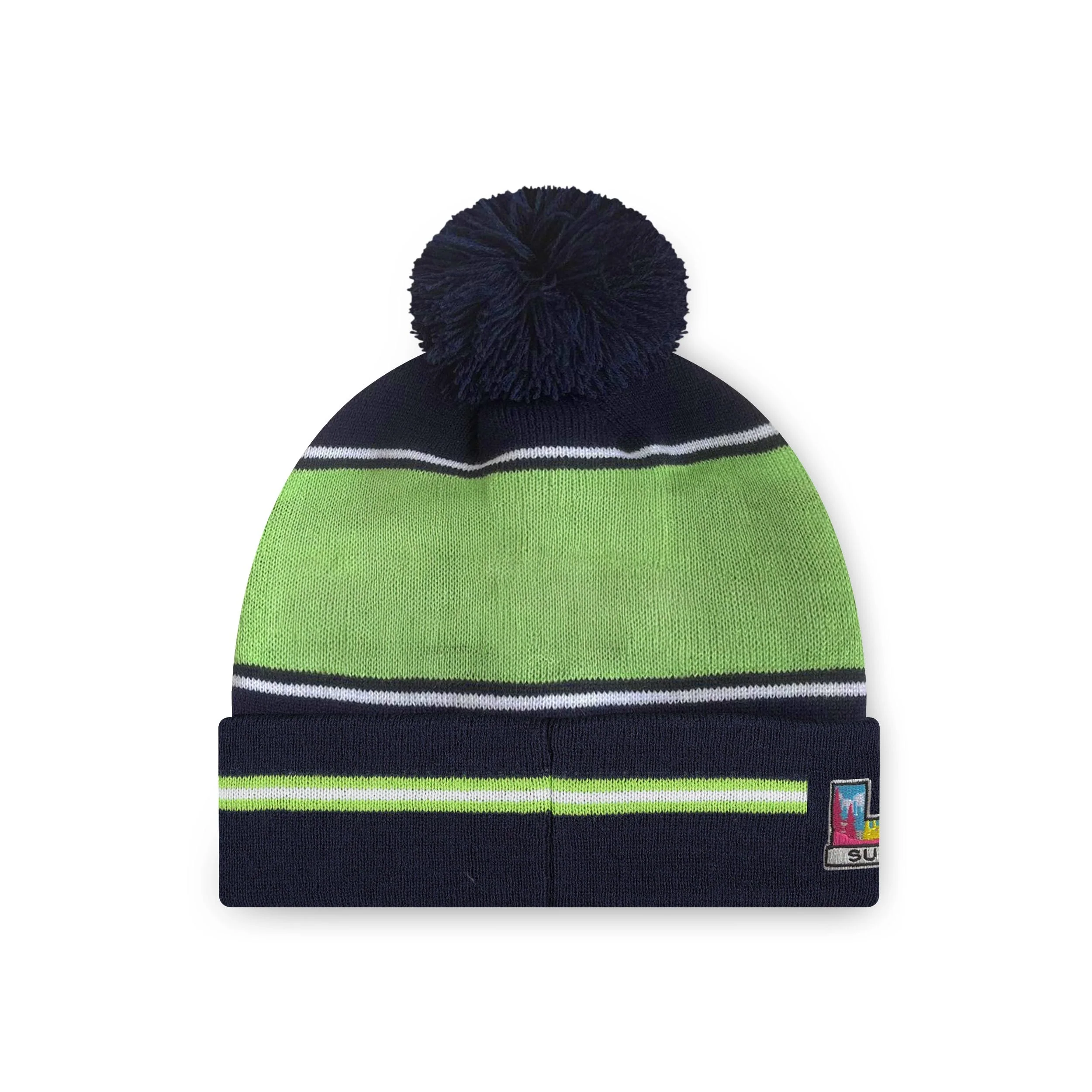 FOCO Seattle Seahawks NFL Super Bowl LX Champions Big Wordmark Stripe Pom Beanie - Image 2