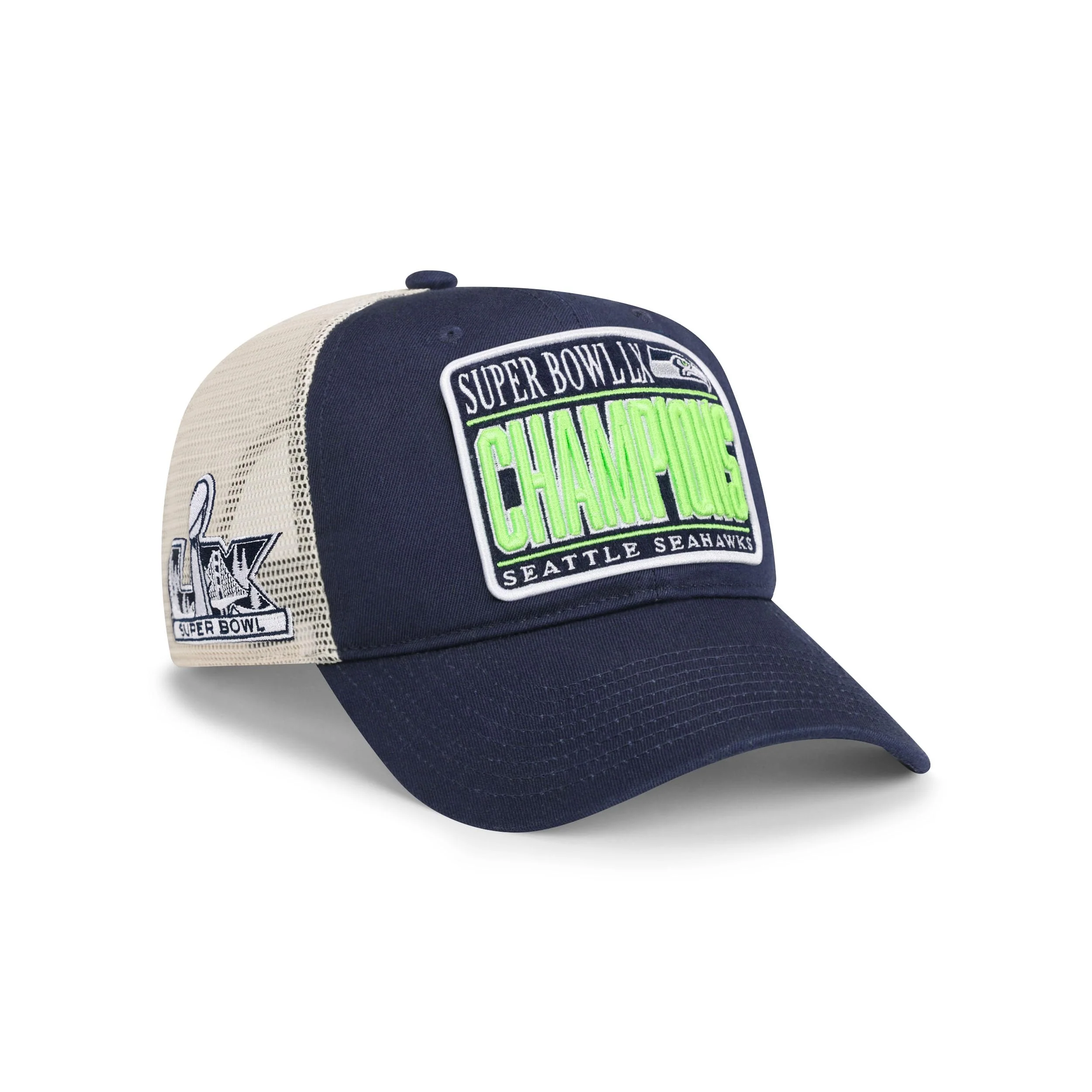 FOCO Seattle Seahawks NFL Super Bowl LX Champions Truckstop Patch Trucker RF Cap - Image 4