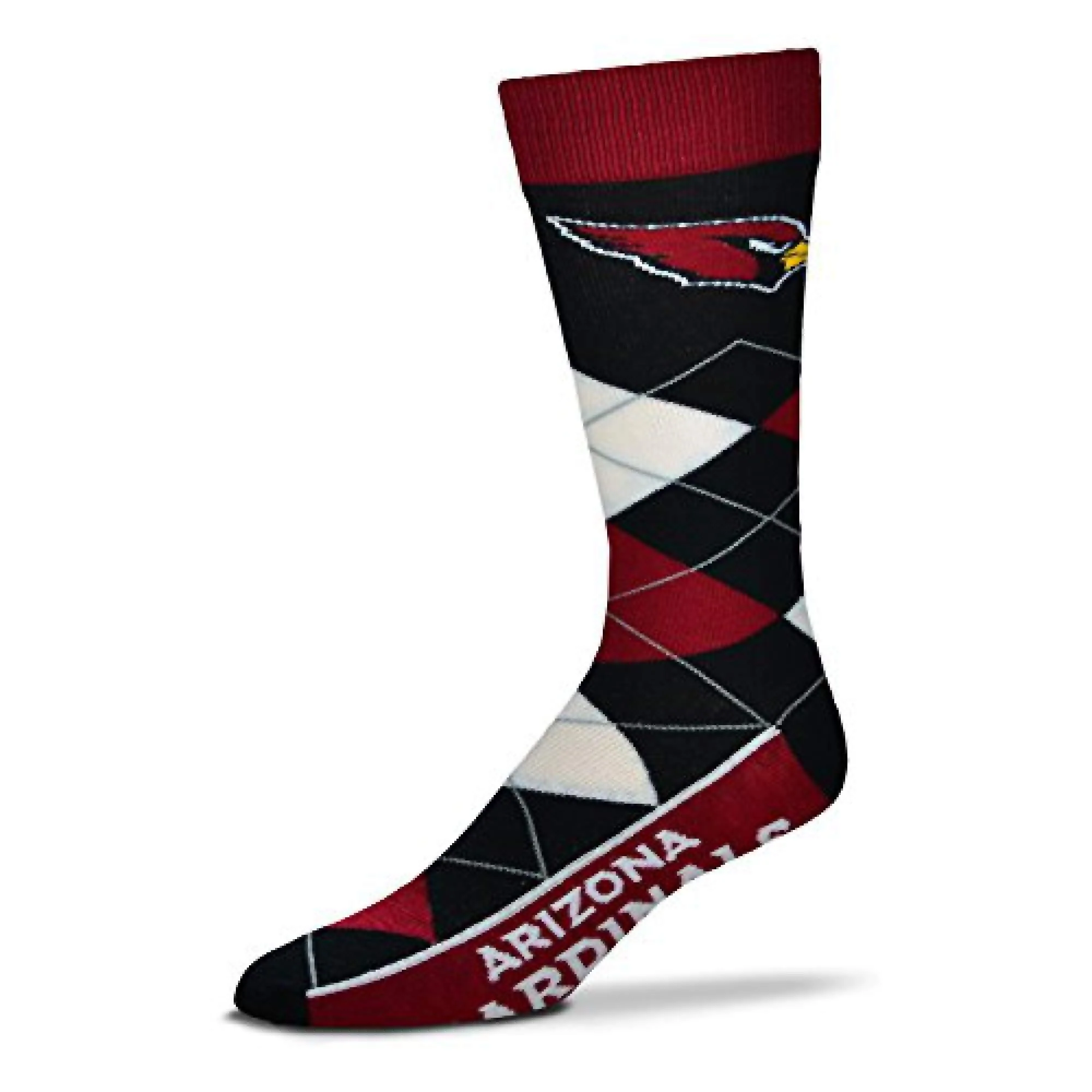 For Bare Feet Adult NFL Arizona Cardinals Argyle Line Up Dress Sock Team Color OSFM