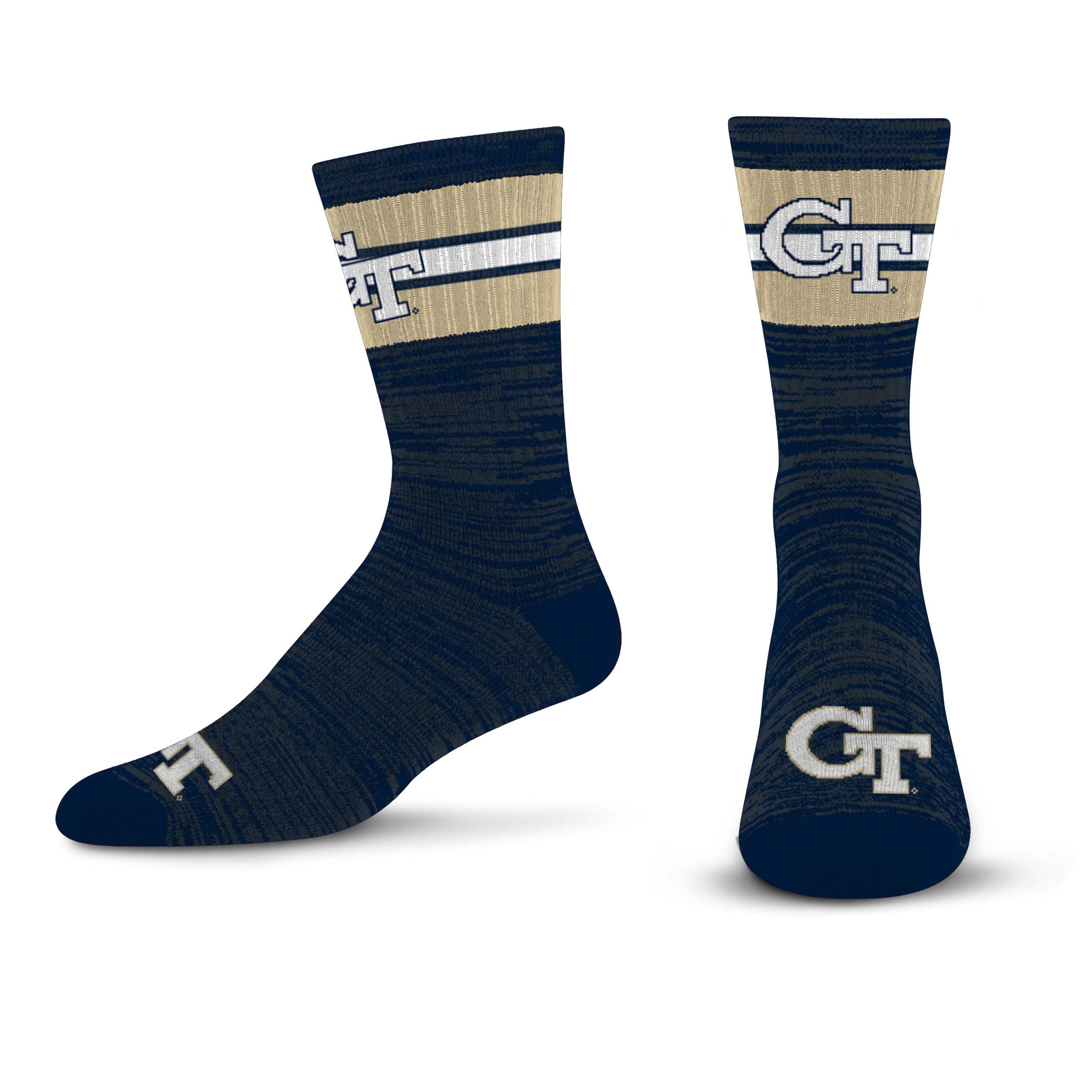 For Bare Feet Men's NCAA Georgia Tech Yellow Jackets First String Crew Sock Team Color Large