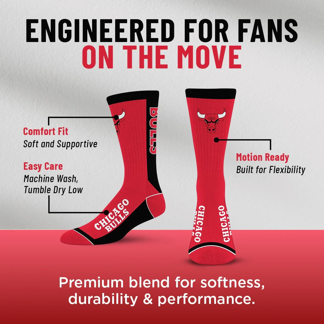 For Bare Feet NBA CHICAGO BULLS MVP Crew Sock Team Color Large - Image 7