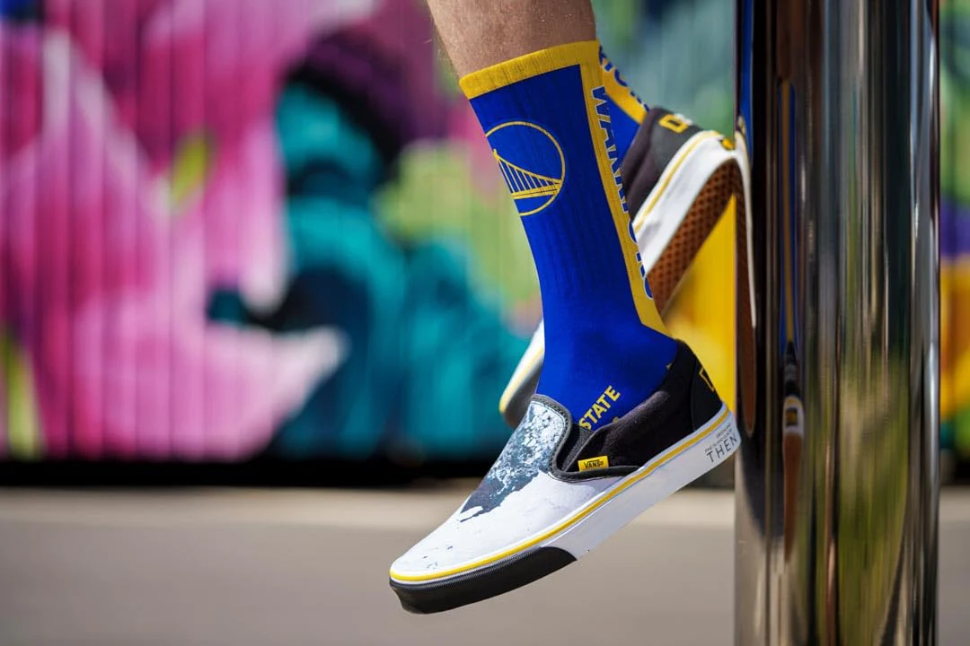 For Bare Feet NBA GOLDEN STATE WARRIORS MVP Crew Sock Team Color Large - Image 3