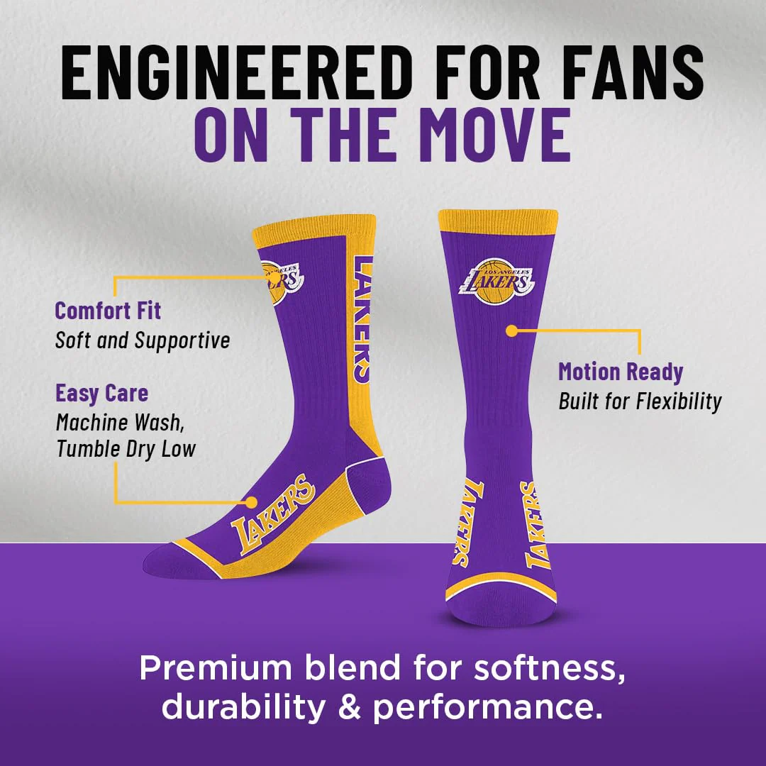 For Bare Feet NBA LOS ANGELES LAKERS MVP Crew Sock Team Color Large - Image 7