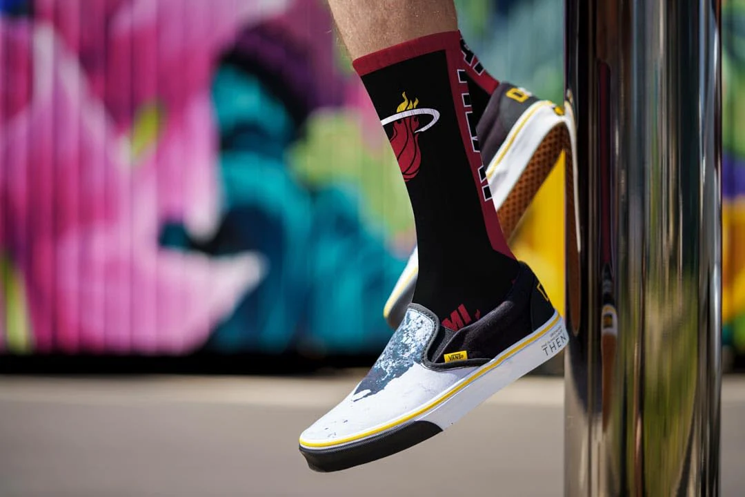 For Bare Feet NBA MIAMI HEAT MVP Crew Sock Team Color Large - Image 3
