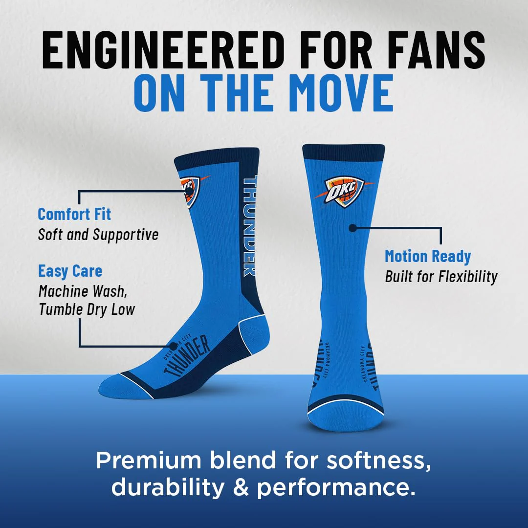 For Bare Feet NBA OKLAHOMA CITY THUNDER MVP Crew Sock Team Color Large - Image 7