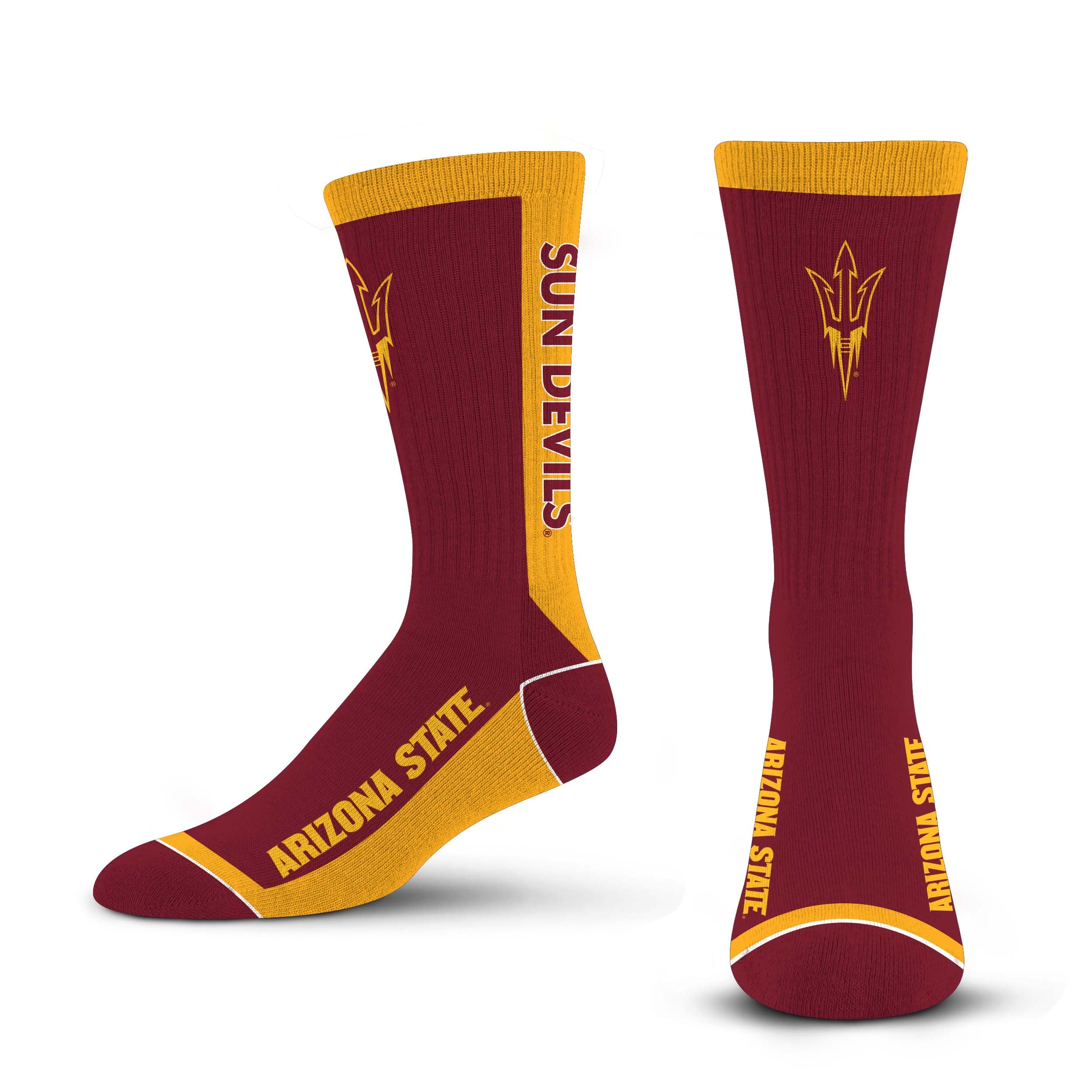 For Bare Feet NCAA ARIZONA STATE SUN DEVILS MVP Crew Sock Team Color Large