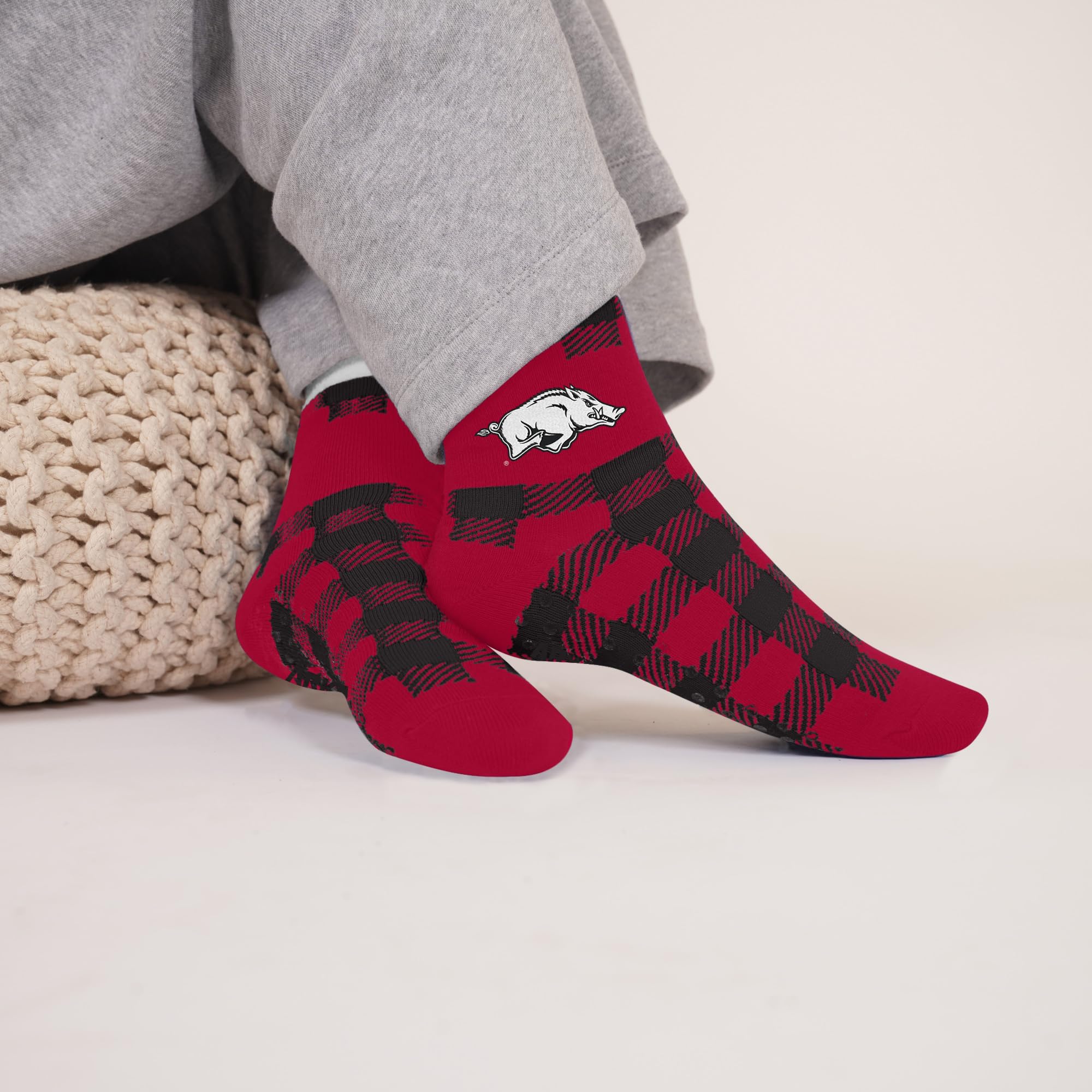 For Bare Feet NCAA ARKANSAS RAZORBACKS Cozy Buff Plush Cabin Sock Team Color OSFM - Image 3