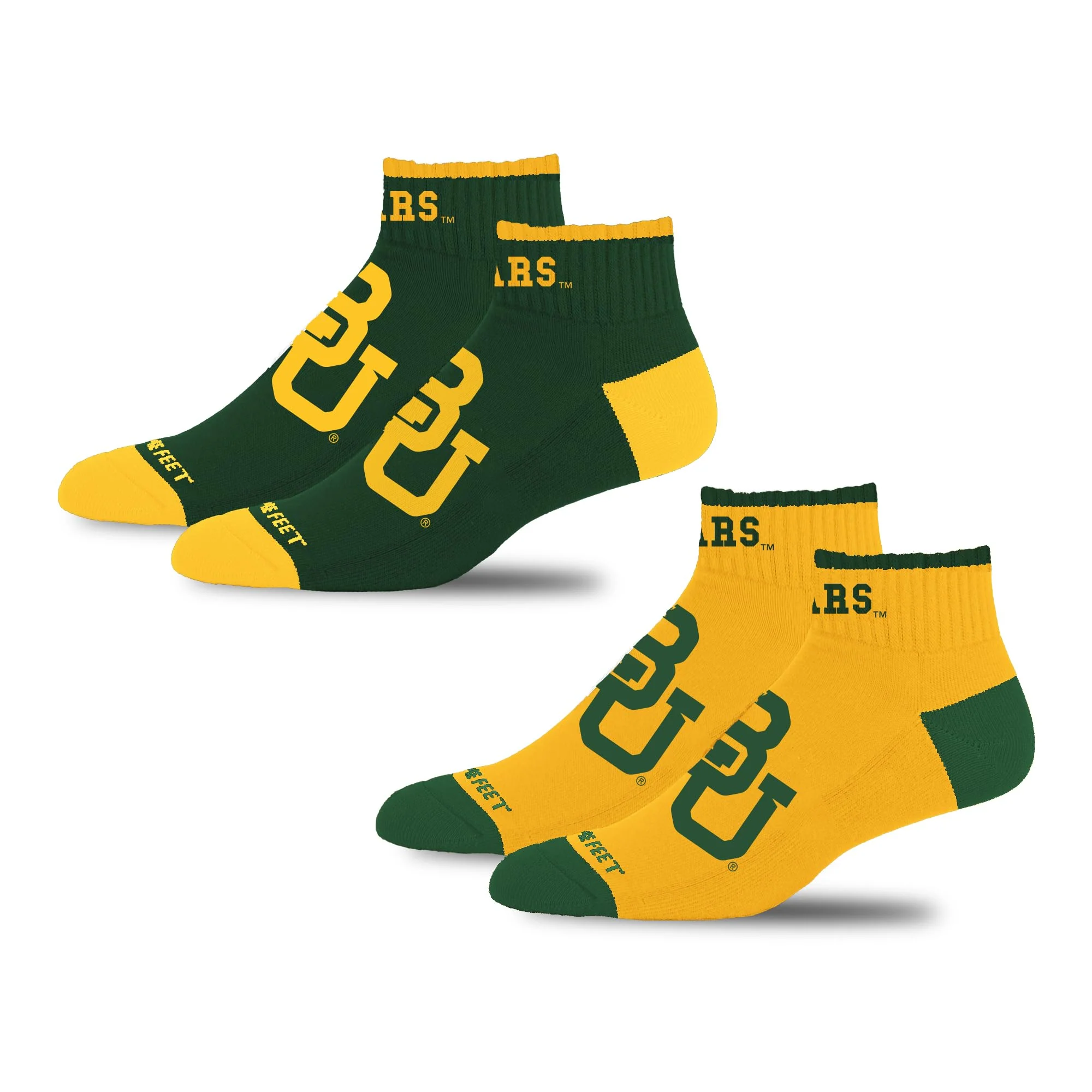 For Bare Feet NCAA BAYLOR BEARS Front and Center 2 Pack Team Colors Large - Image 3