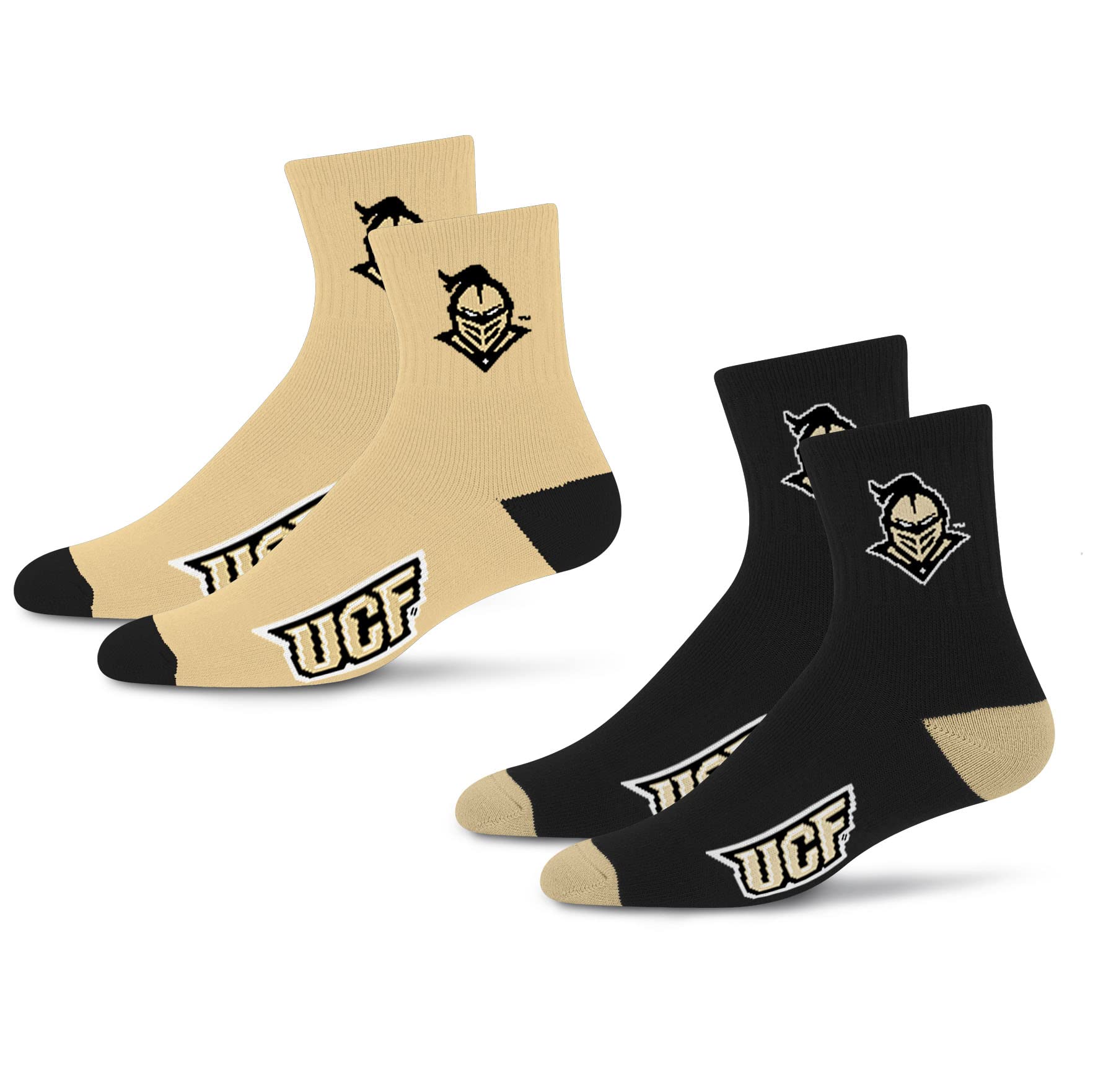 For Bare Feet NCAA Central Florida Knights Quarter Sock Two Pack Team Colors Large