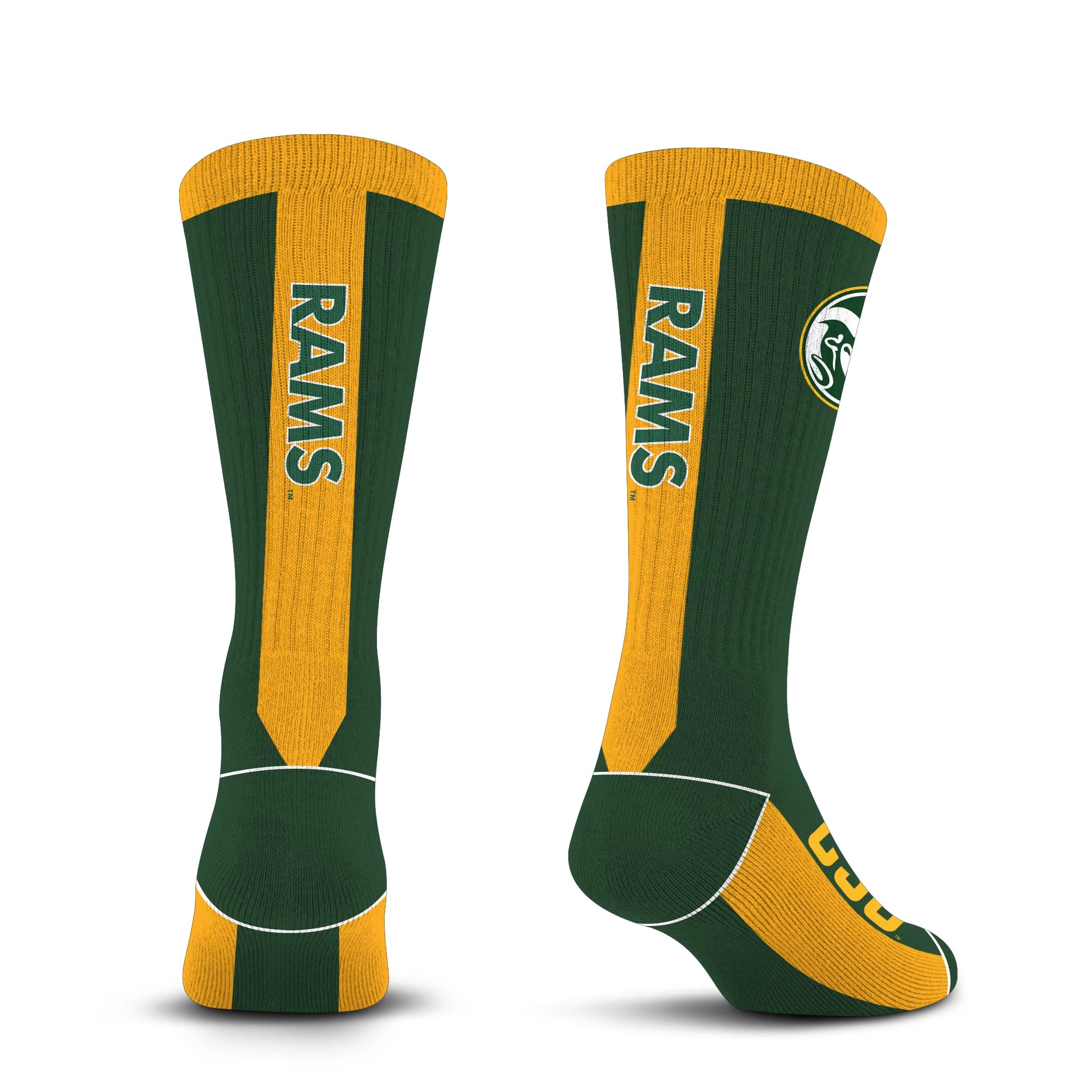 For Bare Feet NCAA COLORADO STATE RAMS MVP Crew Sock Team Color Large